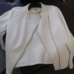 Calvin Klein white feaux leather Jacket